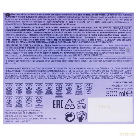 Care mask for cool shades of blond hair Blond Absolu Ultra Violet Mask - Volume: 500 ml