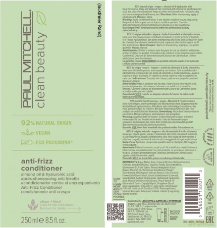 Conditioner for frizzy and unruly hair Clean Beauty Anti-Frizz Conditioner - Volume: 250 ml