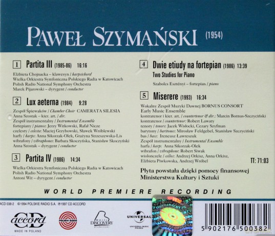 Szymański: Partita [CD]