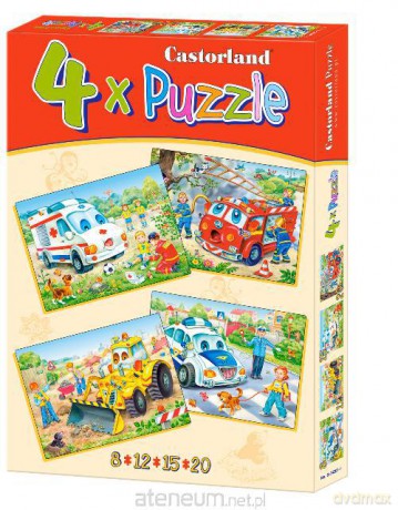 Puzzle x 4 - Pojazdy w akcji CASTOR 92608 [PUZZLE]