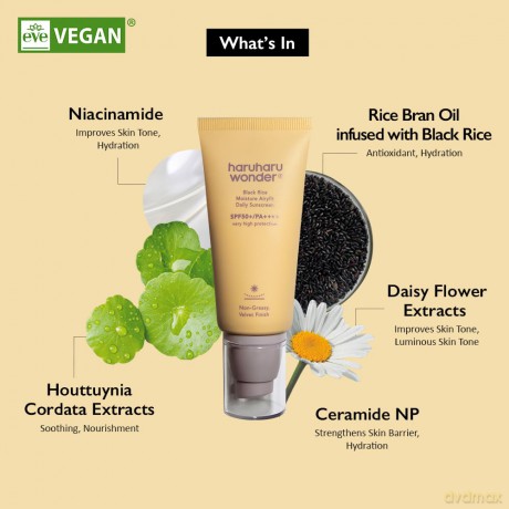 Face sunscreen SPF 50+ Black Rice Moisture Airyfit Daily Sunscreen 50 ml