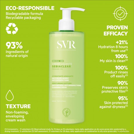 Hydrating cleansing cream for weakened skin Sebiaclear Cleansing Cream - Volume: 400 ml