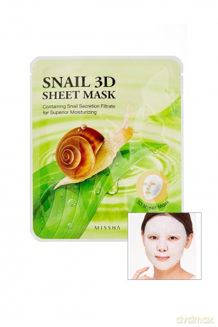 Hydrating face mask with snail extract Snail 3D Sheet Mask 23 g