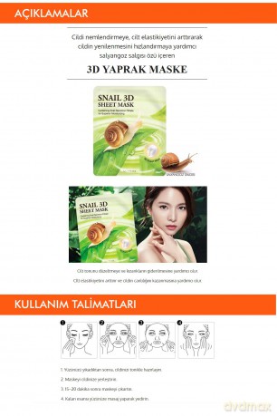 Hydrating face mask with snail extract Snail 3D Sheet Mask 23 g