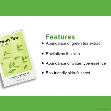 Hydrating sheet mask with green tea Green Tea Airy Fit Sheet Mask 19 g