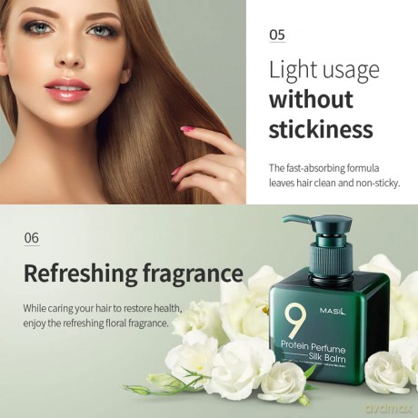 Leave-in balm for damaged hair 9 Protein Perfume Silk Balm 180 ml