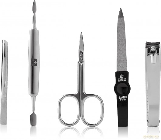Manicure set made of genuine leather 5 pieces black
