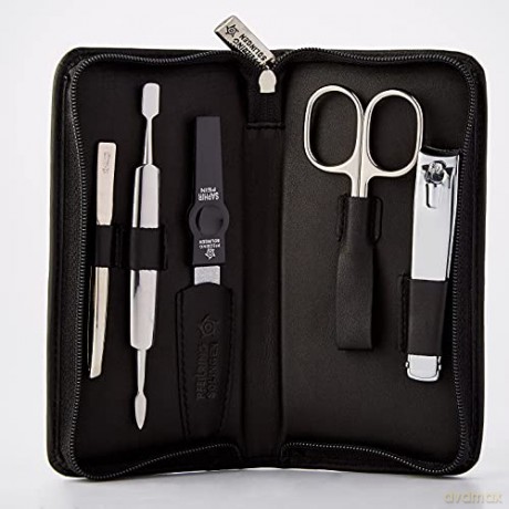 Manicure set made of genuine leather 5 pieces black