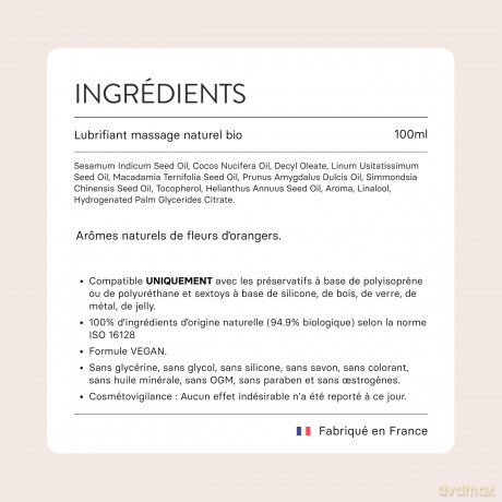 Massage and lubricating organic oil Orange Blossom Natural Massage Lubricant 100 ml