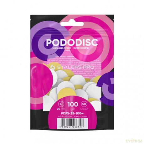 Replacement sandpaper for pedicure disc Pro L, grit 100 White Refill Pads for Pedicure Disc 50 pcs.