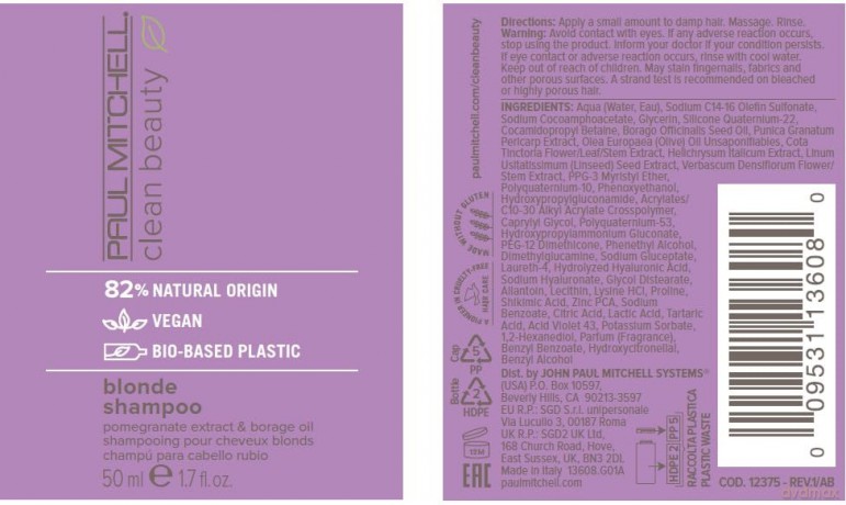 Shampoo neutralizing yellow tones Clean Beauty Blonde Shampoo - Volume: 50 ml