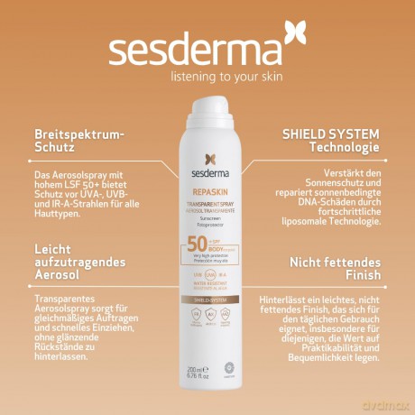 Sunscreen spray SPF 50+ Repaskin Transparent Spray 200 ml
