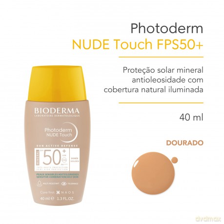 Toned fluid for mixed to oily skin Photoderm Nude Touch Mineral SPF 50+ Fluid 40 ml - Shade: Gold