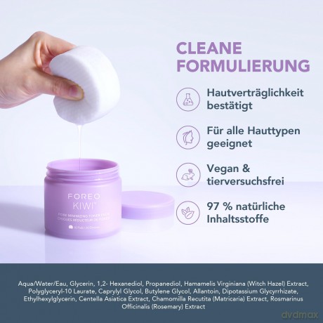 Toning cleansing pads for problematic skin KIWI Pore Minimizing Toner Pads 60 pcs
