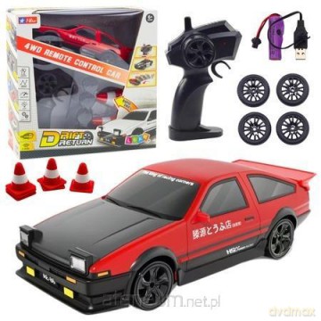 Auto sportowe RC z wymiaennymi kołami czerwone