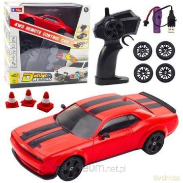Auto sportowe RC z wymiennymi kołami czerwone
