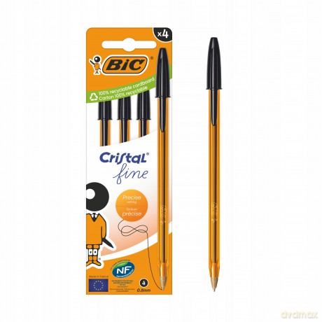 Długopis Cristal Original Fine czarny 4szt BIC
