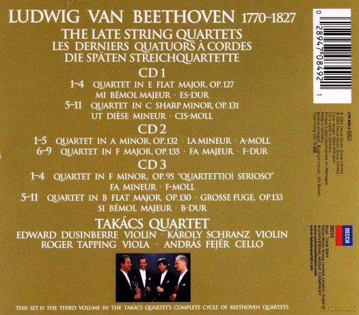 Takacs Quartet: Beethoven:Late Quartets [3CD]