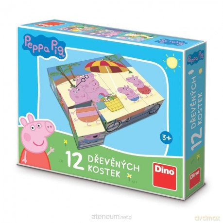 Klocki drewniane obrazkowe Świnka Peppa 12el [PUZZLE]