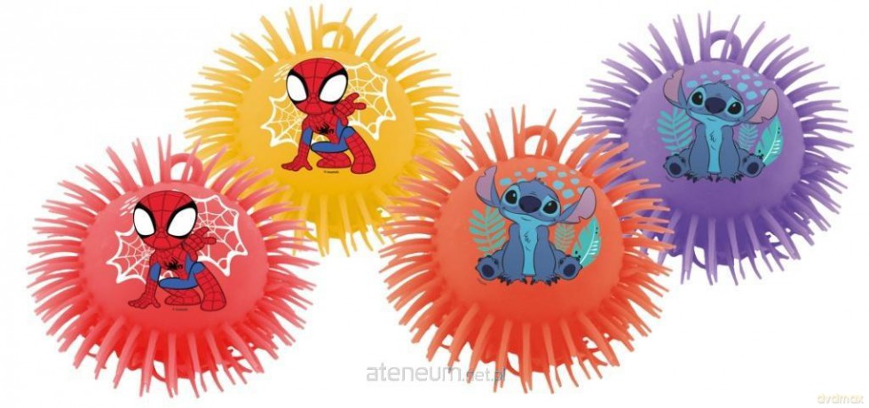 Piłka gumowa kudłata Spidey i Stitch mix 17 cm