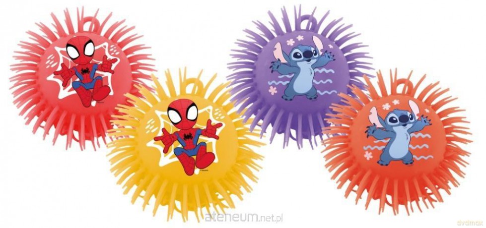 Piłka gumowa kudłata Spidey i Stitch mix 23 cm