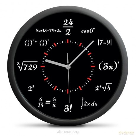 Zegar ścienny z działaniami matematycznymi