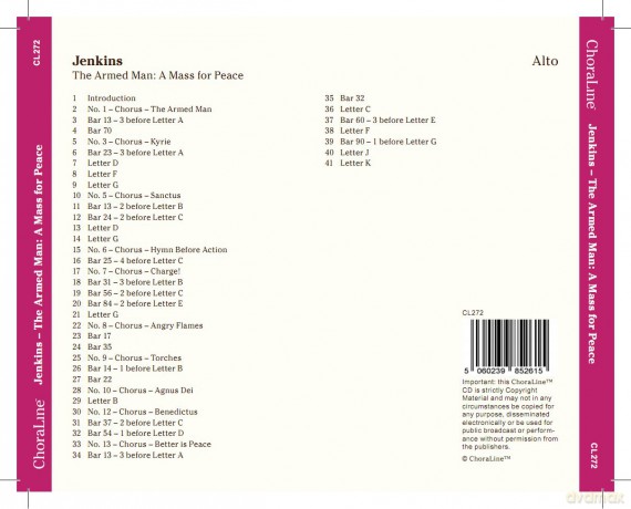 Jenkins The Armed Man ALTO Voice Part Rehearsal CD [CD]
