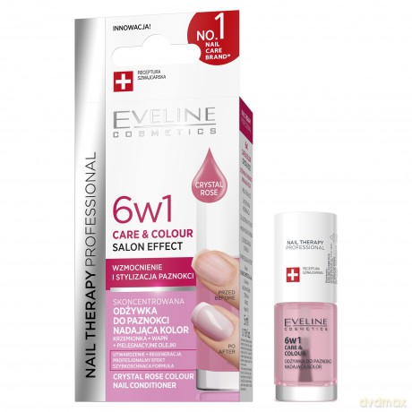 EVELINE Nail Therapy Professional Odżywka do paznokci nadająca kolor Care&Colour 6w1 - Crystal Rose 5 ml