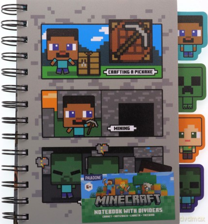 Minecraft notatnik z przekładkami / Minecraft Notebook with Dividers