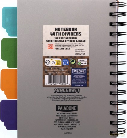 Minecraft notatnik z przekładkami / Minecraft Notebook with Dividers
