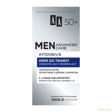 AA Men Advanced Care Intensive Krem do twarzy odbudowująco - regenerujący dla mężczyzn 50+ 50 ml