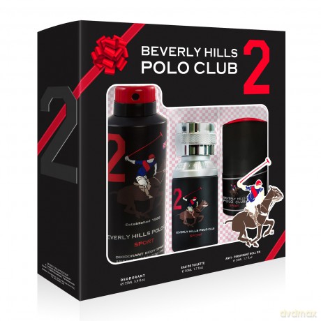 BEVERLY HILLS Polo Club Sport Nr.2 Zestaw upominkowy Woda toaletowa 50 ml + Dezodorant w sprayu 175 ml + Antyperspirant w kulce 50 ml50 ml