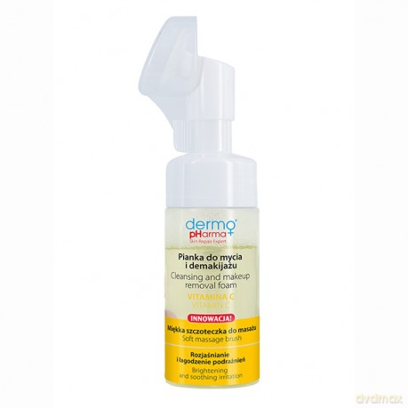 DERMO PHARMA+ Pianka do mycia i demakijażu twarzy ze szczoteczką - Witamina C 125 ml