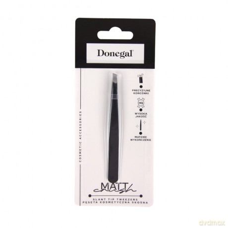DONEGAL Mat Crush Pęseta kosmetyczna skośna - czarna matowa (4126)