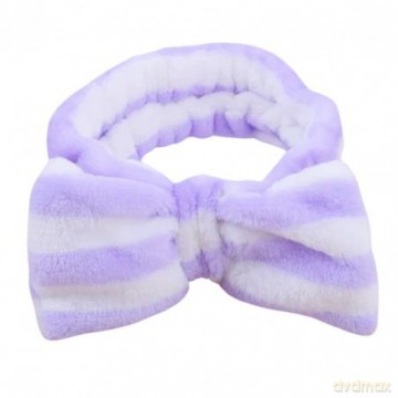 ECARLA Opaska kosmetyczna do włosów z kokardą fioletowo-biała OPK18FIO