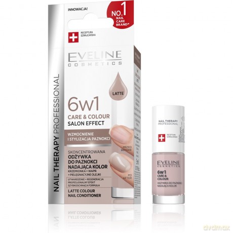 EVELINE Nail Therapy Professional Odżywka do paznokci nadająca kolor Care&Colour 6w1 - Latte 5 ml