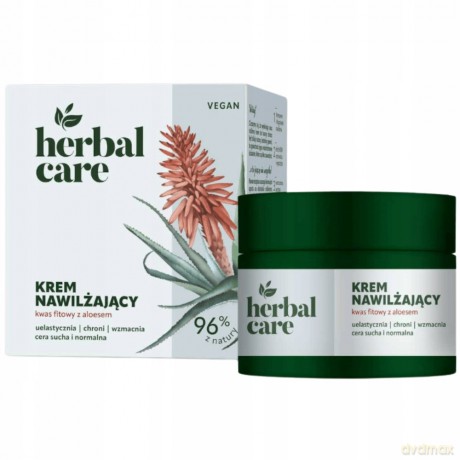 HERBAL CARE Vegan Krem nawilżający z Kwasem Fitowym i Aloesem dla cery suchej i normalnej - na dzień i noc 50 ml