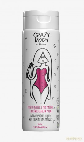 HISKIN Crazy Body Płyn do kąpieli i pod prysznic z rozświetlającym pyłem - MARSHMALLOW 250 ml