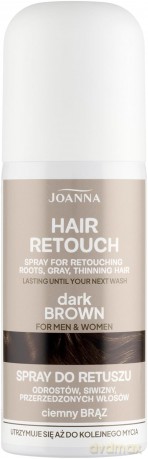 JOANNA Hair Retouch Spray do retuszu odrostów,siwizny i przerzedzonych włosów - Dark Brown 75 ml