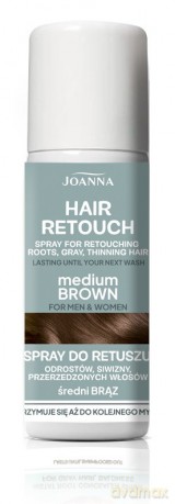 JOANNA Hair Retouch Spray do retuszu odrostów,siwizny i przerzedzonych włosów - Medium Brown 75 ml