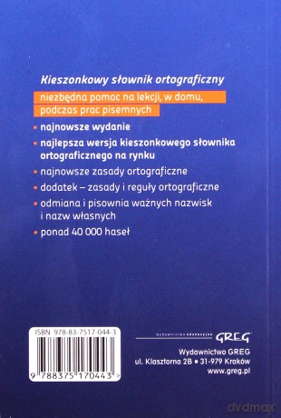 Słownik ortograficzny kieszonkowy broszura GREG [KSIĄŻKA]
