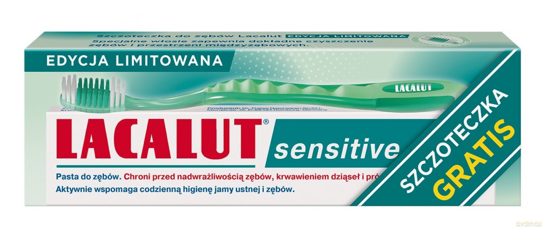 LACALUT Pasta do zębów Sensitive 75ml + Szczoteczka zielona (gratis)