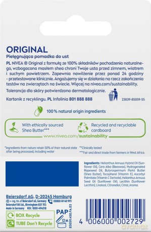NIVEA Lip Care DUO Ochronna pomadka do ust Orginal 4.8g x2