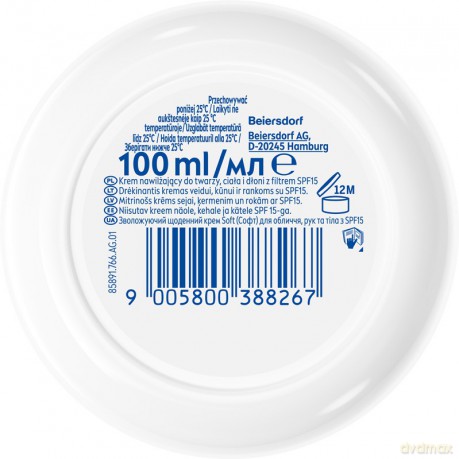 NIVEA Soft Daily UV Krem intensywnie nawilżający SPF15 do twarzy,ciała i rąk 100 ml