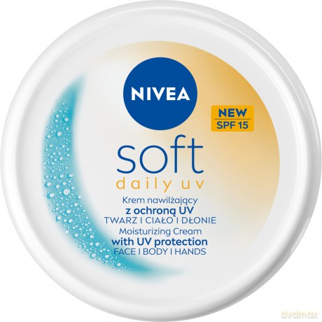 NIVEA Soft Daily UV Krem intensywnie nawilżający SPF15 do twarzy,ciała i rąk 100 ml
