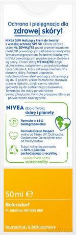 NIVEA SUN Krem SPF 50 matujący 50ml