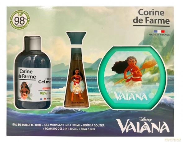 CORINE DE FARME Disney Zestaw prezentowy Vaiana (woda toaletowa 30ml + Żel pieniący 3w1 300ml + Pudełko na przekąski)