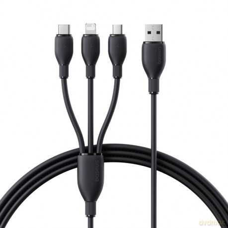 Baseus Kabel ultra-szybkiego ładowania One-for-Three USB-A do M+L+C 3.5A 0.8m Czarny