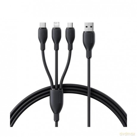Baseus Kabel ultra-szybkiego ładowania One-for-Three USB-A do M+L+C 3.5A 0.8m Czarny