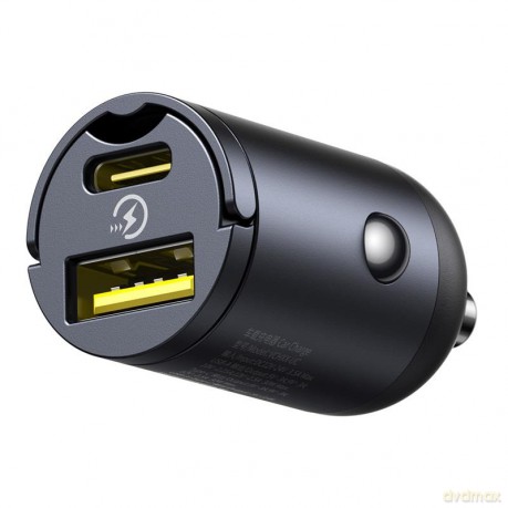 Baseus ładowarka samochodowa USB-C - USB-A 30W czarna Mini Tiny Star